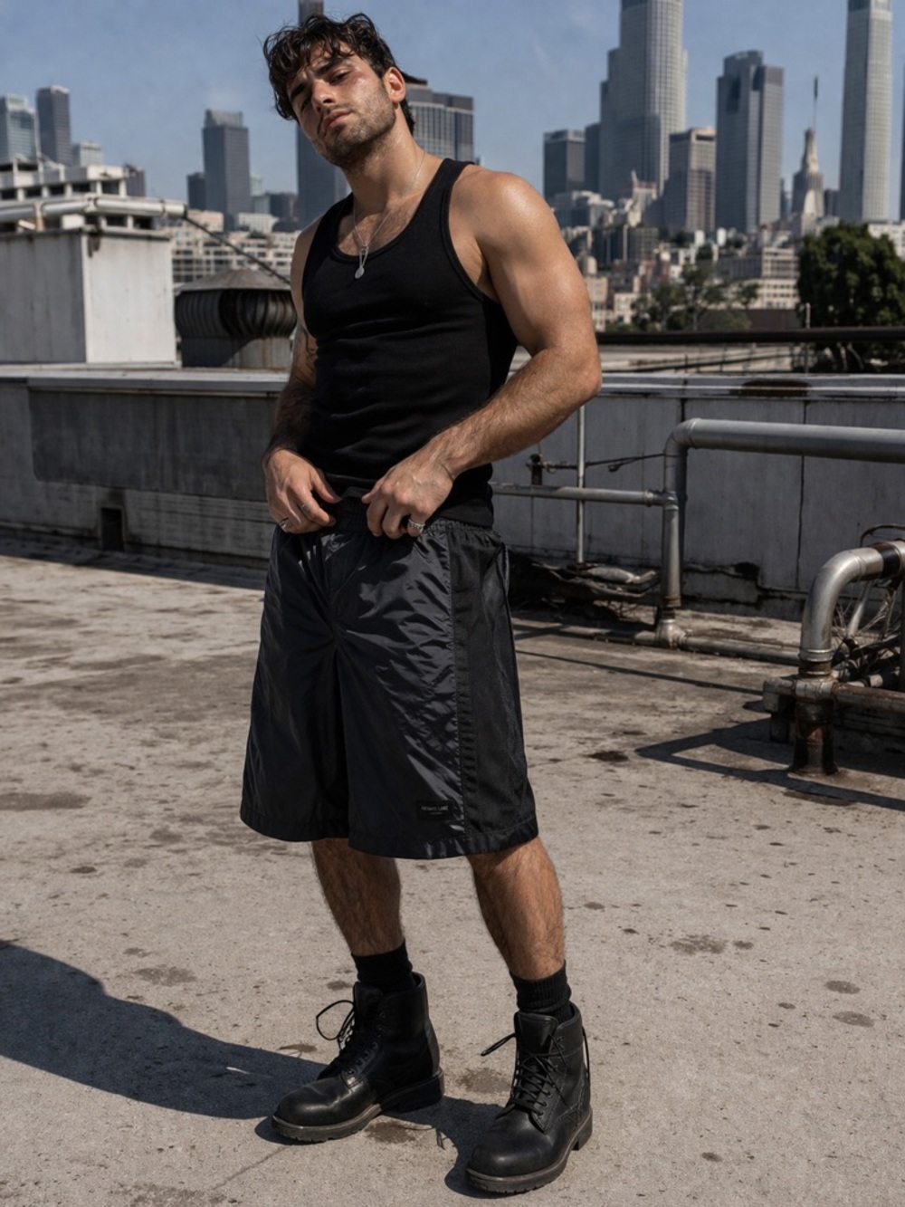Helmut Lang Tear-Away Snap Shorts Black XL Tech Nylon Minimal Archive Style